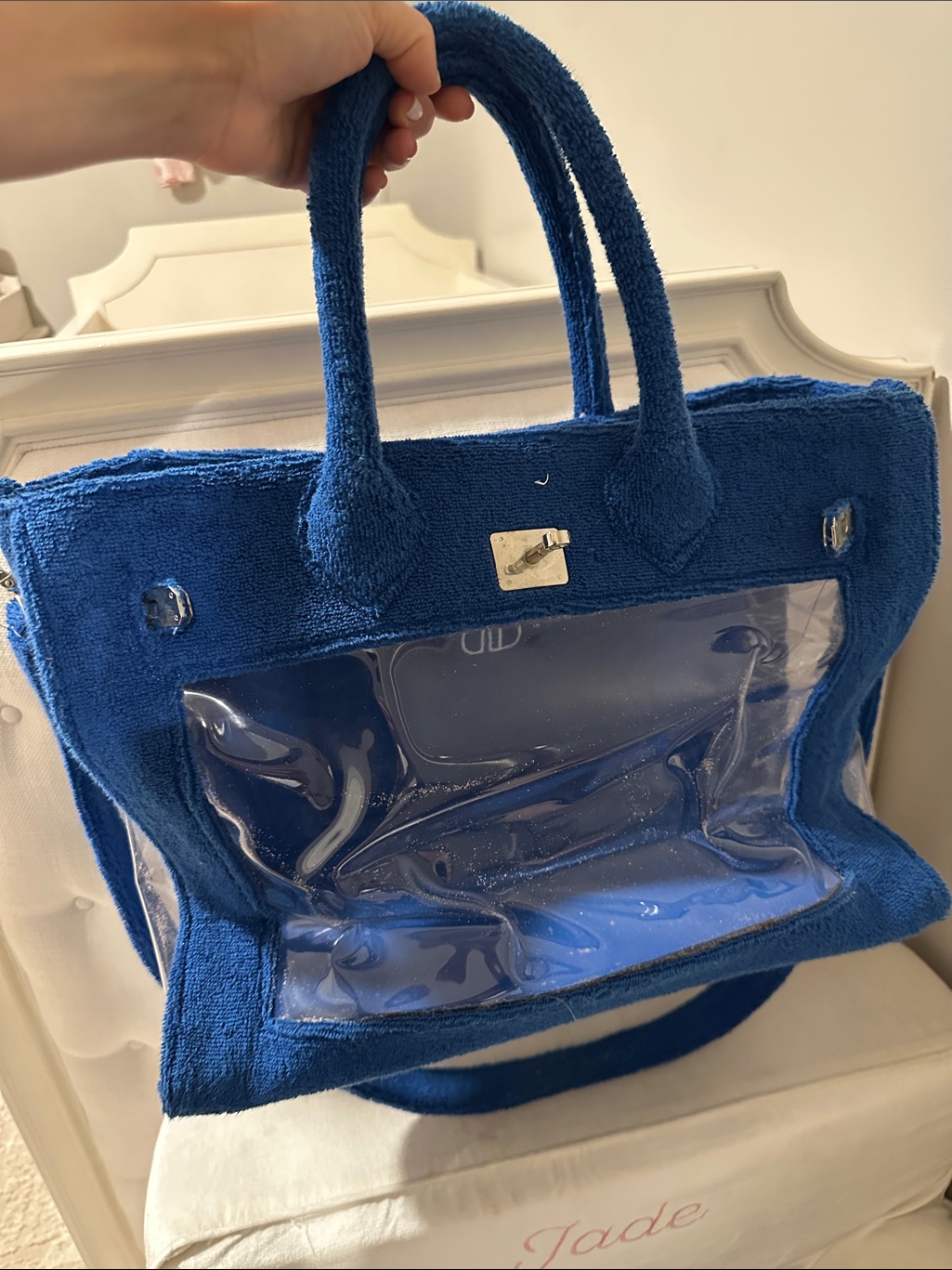 Blue Terry Birkin Beach Bag With Removable Strap